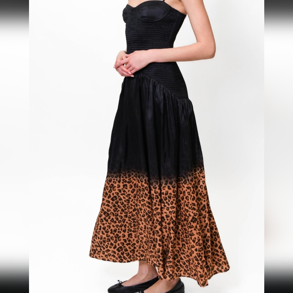 Hutch Black and Brown Leopard Maxi Skirt
